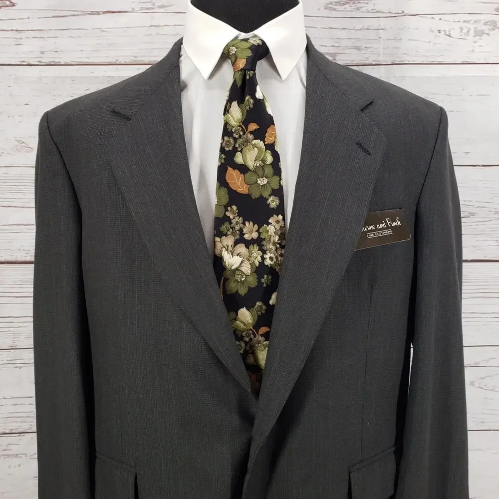 Kilburne and Finch Men's Gray Pinstriped Wool Blend Blazer Jacket Size 43R/W37